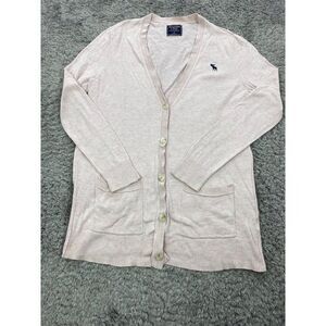 Abercrombie Fitch Sweater Womans Medium Pink V Neck Long Sleeve Preppy Cardigan